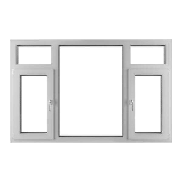 Dubbel draaikiepraam met bovenlicht en vast glasvak